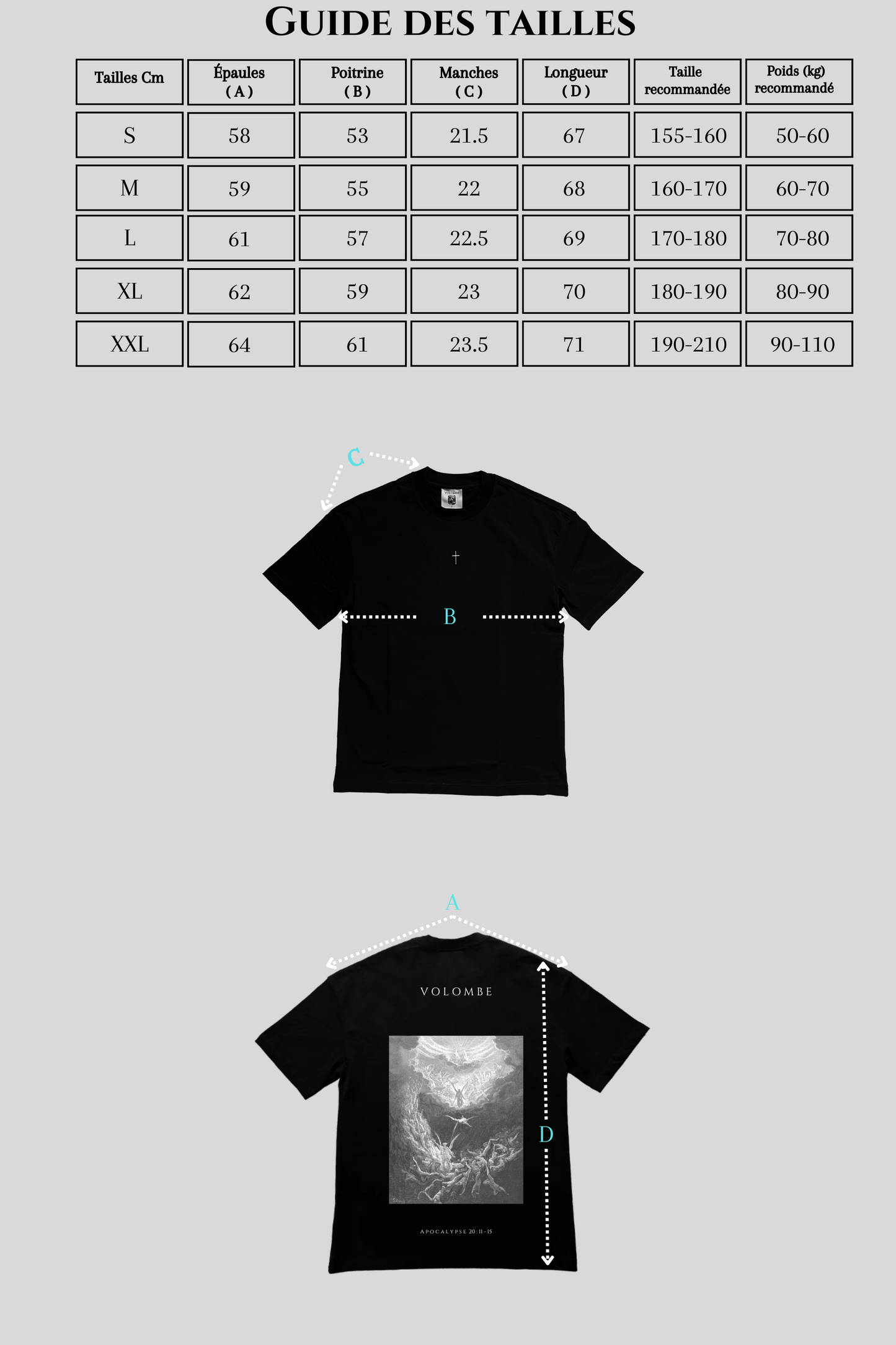 Édition limitée "Apocalypse 20:11-15 " : Tee-shirt à manche courte, Oversize, croix brodée