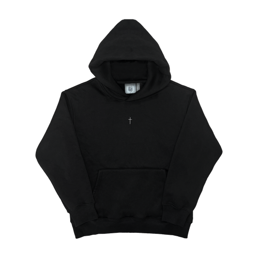 Sweatshirt à capuche Volombe, croix brodée, coupe oversize